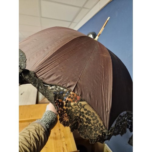 3 - Victorian Black Ladies' Shawl and Antique Parasol/Umbrella