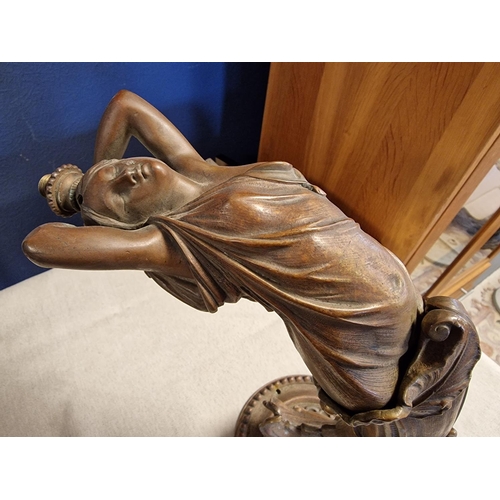 41 - Edwardian Bronze Female Figural Gas Lamp Sconce - 30cm