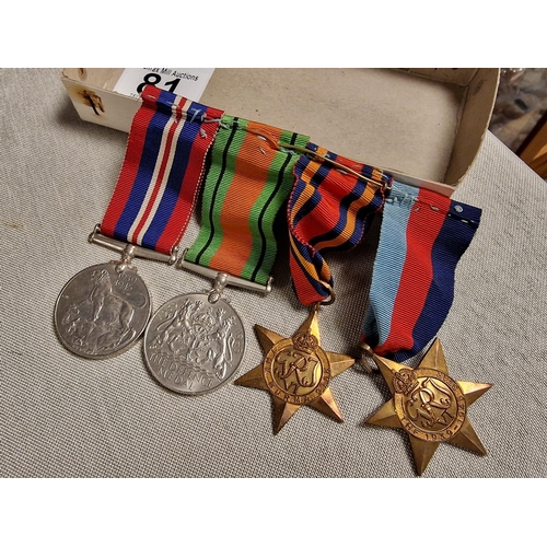 81 - Quartet of WWII Militaria Army Service Medals inc Burma Star