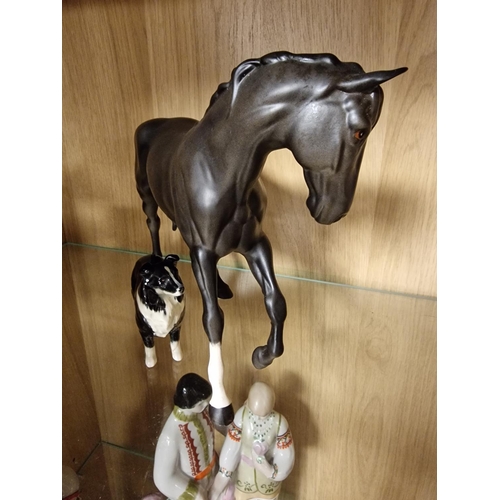 137a - Beswick Stallion Horse Figure + Gloss Border Collie/Sheepdog