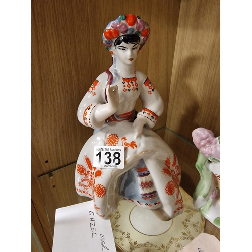 138 - Vintage Russian Porcelain Handmaiden Figue by Ghzel