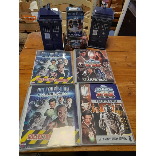 128i - Collection of Doctor Who Monster Invasion and Topps Alien Attax Trading Cards including Binders and ... 