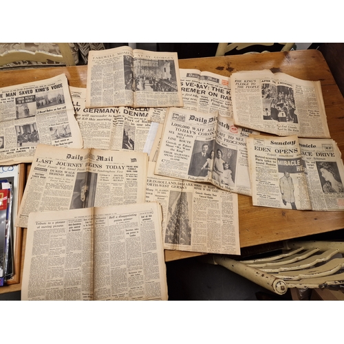 99b - Collection of Original 1940's Newspapers inc WWII Stories/Hitler is Dead etc