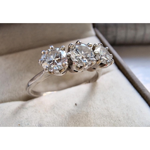 104 - Platinum & Brilliant-Cut Diamond Ring - approx 2ct of Diamonds, size O and 3.9g