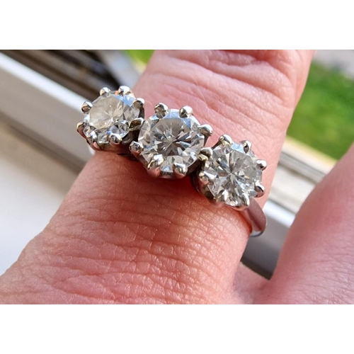 104 - Platinum & Brilliant-Cut Diamond Ring - approx 2ct of Diamonds, size O and 3.9g