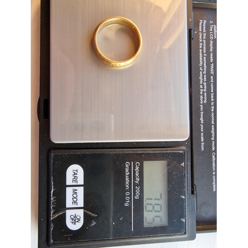 110 - Beautiful 22ct Gold Wedding Band Ring, 7.85g and a size R