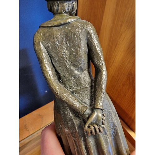 34a - Early Bronze Figure of a Young Girl on a Marble Plinth, signed DH Chiparus - 40cm high