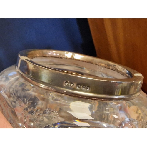 82 - Pair of 1920's Hallmarked Silver Topped Cut Glass Ashtrays and a Hallmarked Silver Topped Cut Glass ... 