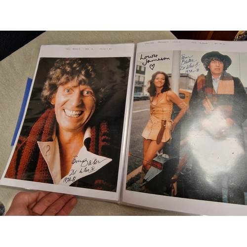 73o - Folder of Various Signed Autographs from Doctor Who Stars and Actors inc Tom Baker