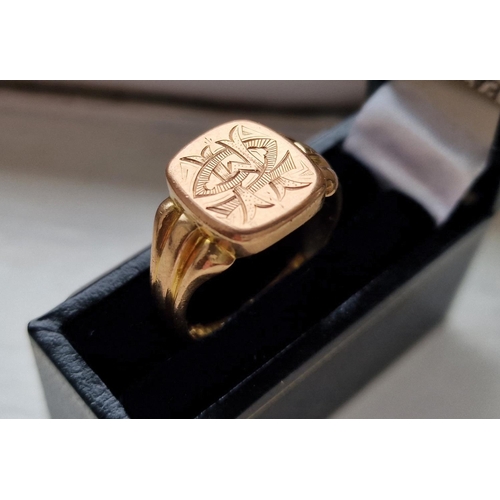 102 - 9ct Gold Signet Ring, size Q and 7.3g total