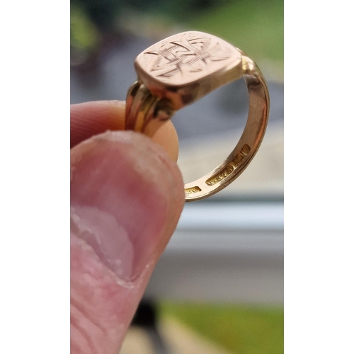 102 - 9ct Gold Signet Ring, size Q and 7.3g total