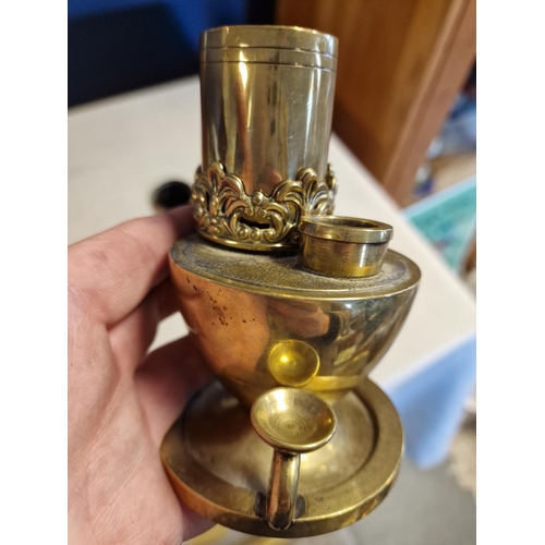 11 - Pair of Trench Art Oil Lamps - one at fault, 11.5cm tall