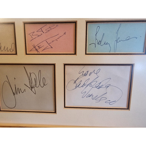 32 - Framed Carry-On Mid-Sixties Cast Photo w/Autographs from Charles Hawtrey, Kenneth Williams, Hattie J... 