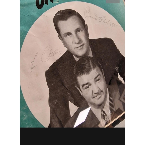 33 - Framed Signed Authograph Tour Promo Featuring Abbott & Costello - Comedy Memorabilia late 1950's