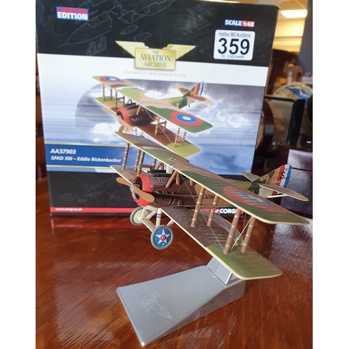 359 - Corgi Aviation Archive SPAD XIII Eddie Rickenbacker 1:72 scale die-cast model, stand and box (AA3739... 