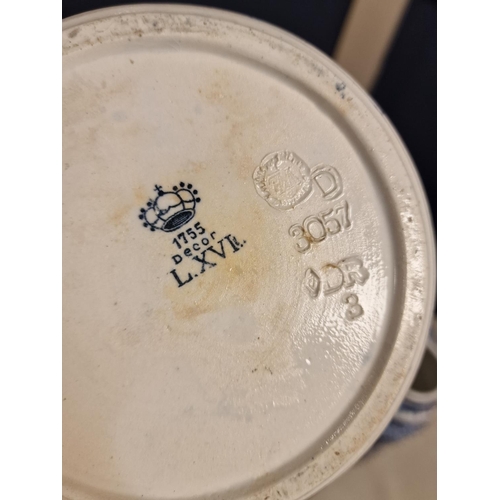 36 - Trio of 19th Century Blue and White Continental Europe Vases, from Anton Mehlem/Royal Bonn