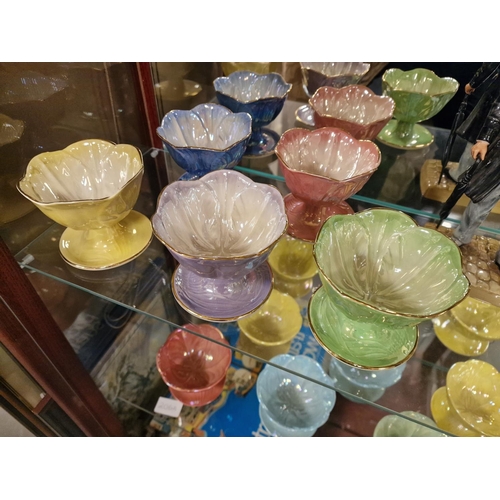 365 - Set of Five Vintage Maling Lustre Harlequin Grapefuit Bowls