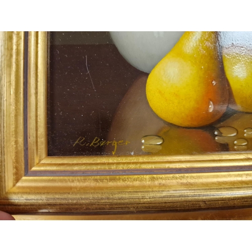 46c - Trio of Ronald Berger (1943-) Austrian Still Life Oil on Board Paintings