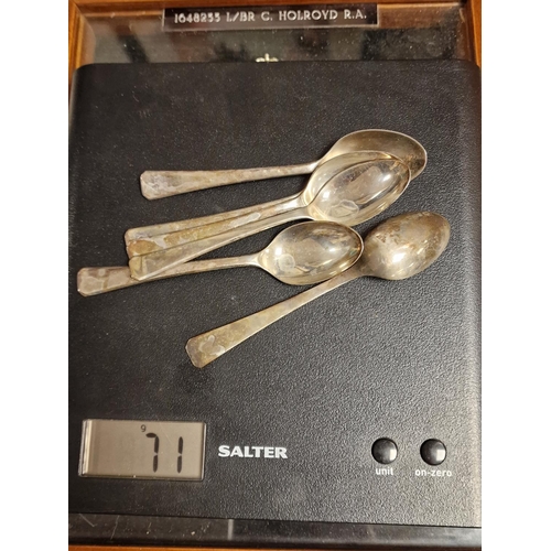 69d - Box of Hallmarked Silver Spoons - 71g total