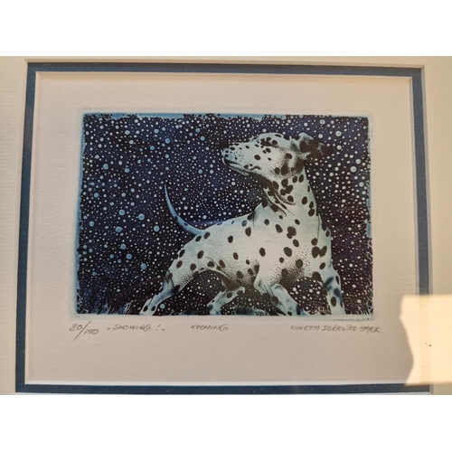 46d - Latvian British Artist Vineta Dzervite-Sayer Limited Edition Etching of a Dalmation