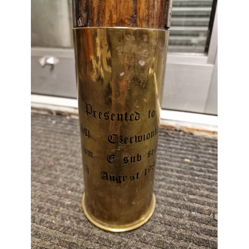 11 - Vintage Artillery Shell Trenchart commemorating Soldiers and their Horses from Various Wars - marked... 