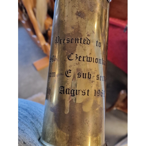 11 - Vintage Artillery Shell Trenchart commemorating Soldiers and their Horses from Various Wars - marked... 