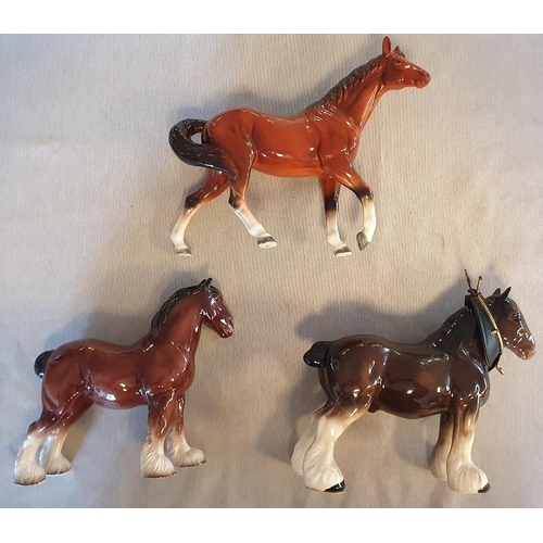 116 - Trio of Pottery Shirehorses inc Beswick