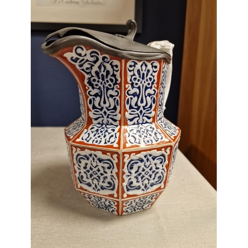 124 - Pair of Antique Alhambra Style Water Jug and Teapot by Ridgeway w/an Imari or Chinese Pattern