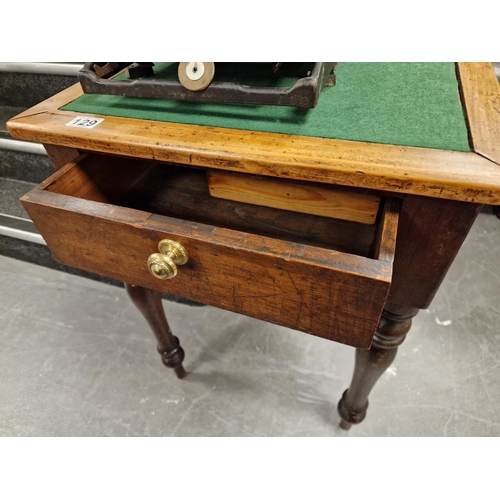 129 - Single Drawered Antique Oak Games Table