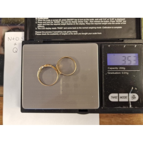 135 - 9ct Gold Signet Ring + a 9ct Gold Knot Ring - combined weight 3.53g, sizes N+0.5 and Q