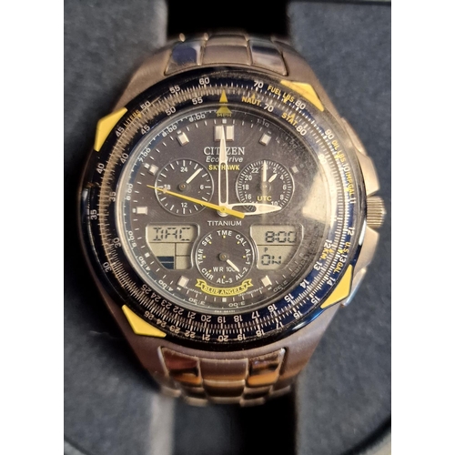 142 - Boxed Citizen Eco-Drive Ecodrive Skyhawk Blue Angels Base Titanium Digital Chronograph Wrist Watch -... 