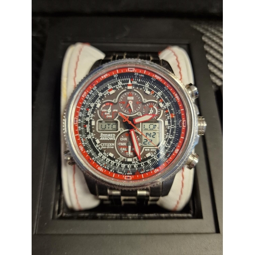 143 - Boxed Citizen Eco-Drive Ecodrive Red Arrows Digital Chronograph Wrist Watch - w/all paperwork and fu... 