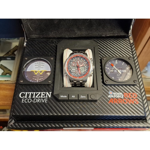 143 - Boxed Citizen Eco-Drive Ecodrive Red Arrows Digital Chronograph Wrist Watch - w/all paperwork and fu... 