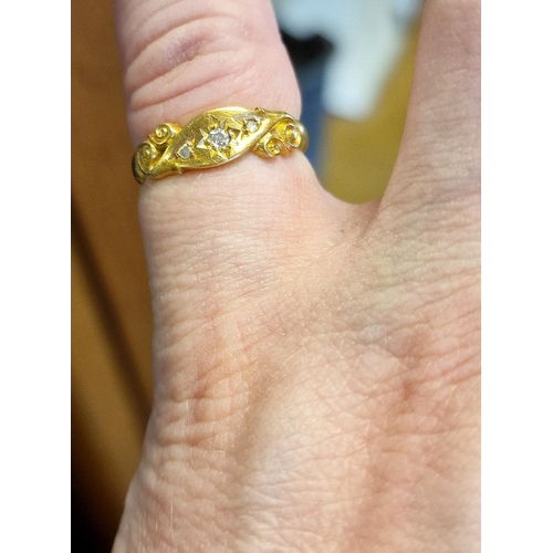 151 - 18ct Gold & Diamond Dress Ring - size L & 2.4g