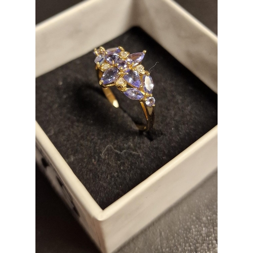 179 - 9ct Gold, Ameythst and Diamond Dress Ring, size P and 2.2g