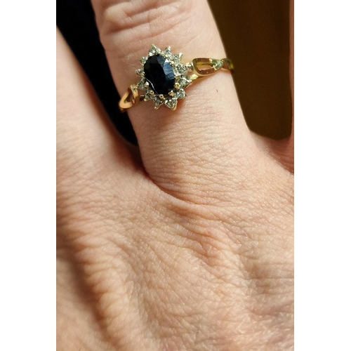 186 - 9ct Gold, Sapphire & Diamond Dress Ring, size Q