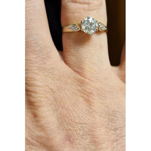 198 - 9ct Gold & CZ Centre and Shoulder Stoned Engagement Ring - size O