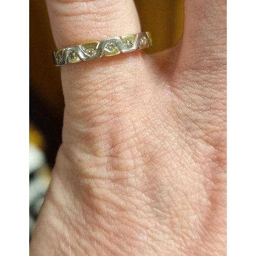 205 - 9ct White & Yellow Gold Half Eternity Ring, M+0.5, 2.6g