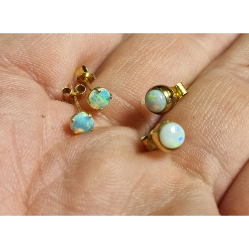 211 - Two Pairs of Opal and 9ct Gold Stud Earrings