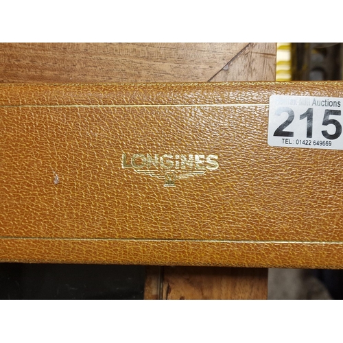 215 - 9ct Gold Longines Watch w/Original Strap