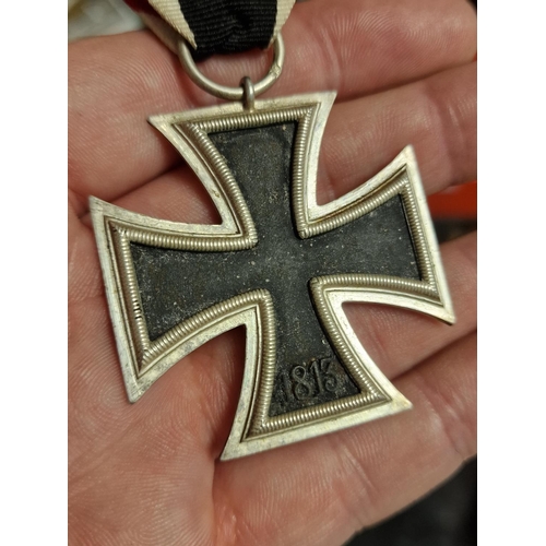 303 - Klein & Quenzer AG Oberstein German WWII 2nd Class Iron Cross - makers mark '65' to ring