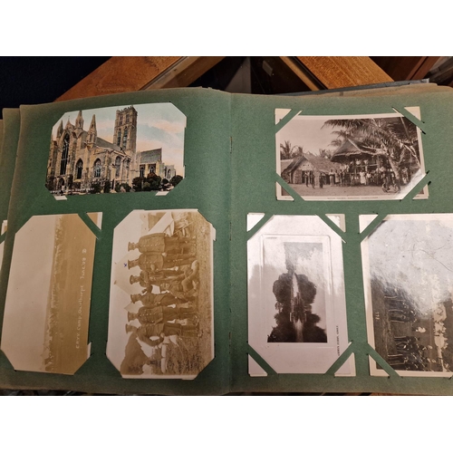 37 - Very Good Postcard Album, inc many Topographical, WWII/Soldier Regiment and also White Star Line exa... 