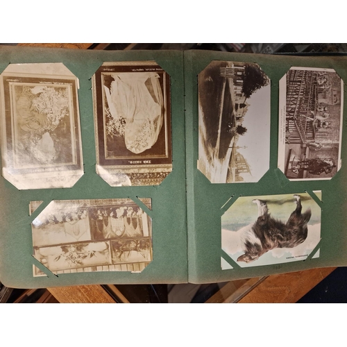 37 - Very Good Postcard Album, inc many Topographical, WWII/Soldier Regiment and also White Star Line exa... 