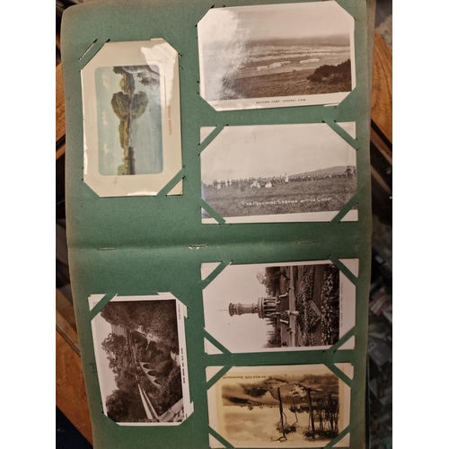 37 - Very Good Postcard Album, inc many Topographical, WWII/Soldier Regiment and also White Star Line exa... 