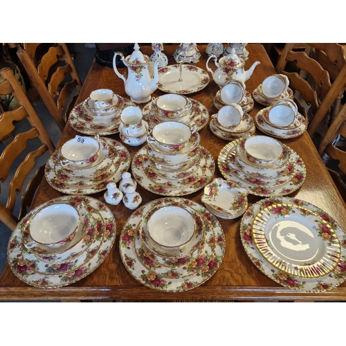 59 - 70pc Royal Albert 1962 Old Country Roses Tea and Dinner Service - VGC