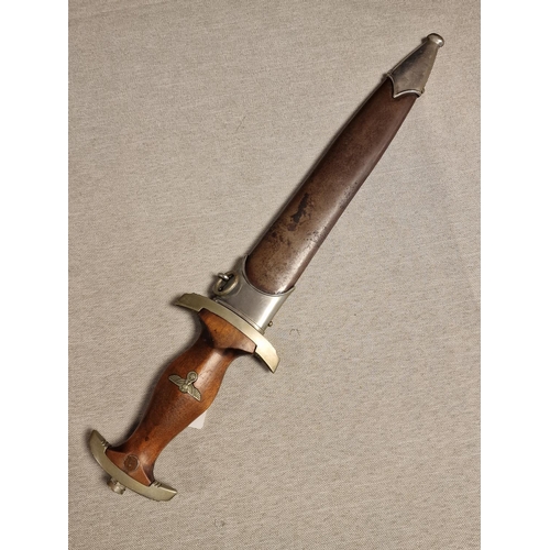 77 - WWII German NSKK Dagger & Scabbard - Makers Mark worn away, but remaining in part (see photos) - Mil... 