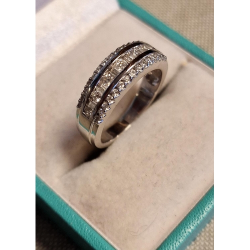 172a - 18ct White Gold & Diamond Triple Row Half Eternity Ring - inc 0.5ct of Diamonds - size M+0.5, 5.6g