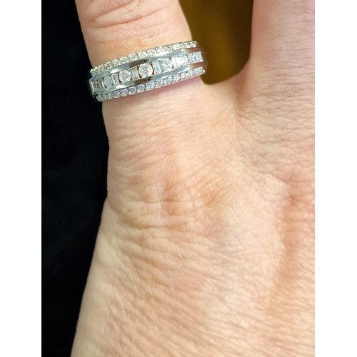 172a - 18ct White Gold & Diamond Triple Row Half Eternity Ring - inc 0.5ct of Diamonds - size M+0.5, 5.6g