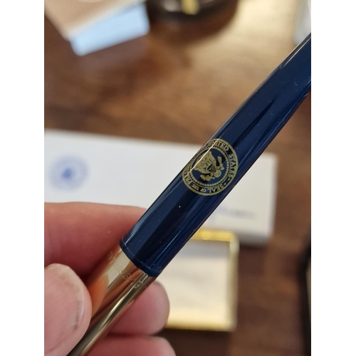 54b - Trio of USA American Presidential Pens inc a Parker US Secret Service Arrow Pen, a Signed Ronald Rea... 