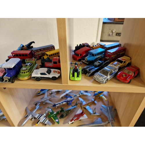 106 - Collection of 22 diecast airplanes and approx 45 mostly diecast vehicles (incl. Matchbox, Corgi)